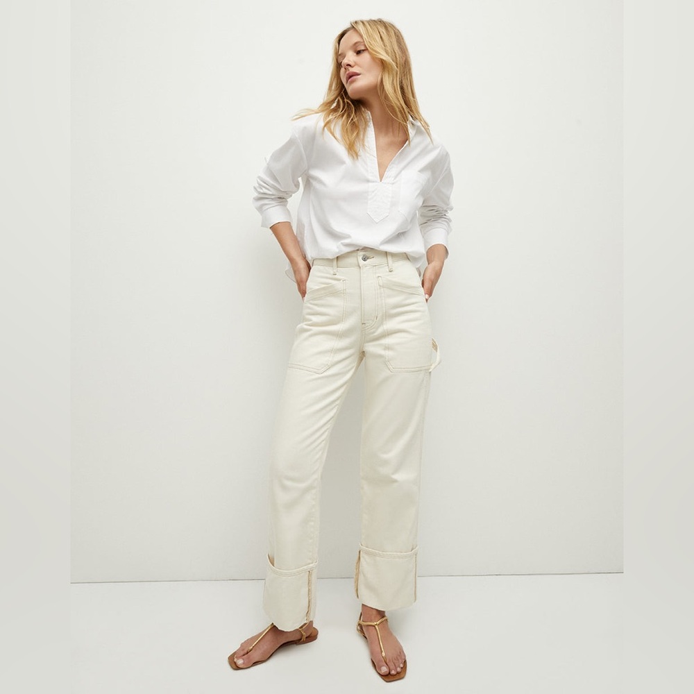 Veronica Beard Dylan Cuffed Jeans in Ecru